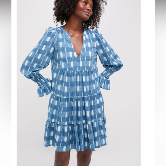 Pomander Place Blue and White Plaid Long Sleeve Dress - Picture 1 of 1